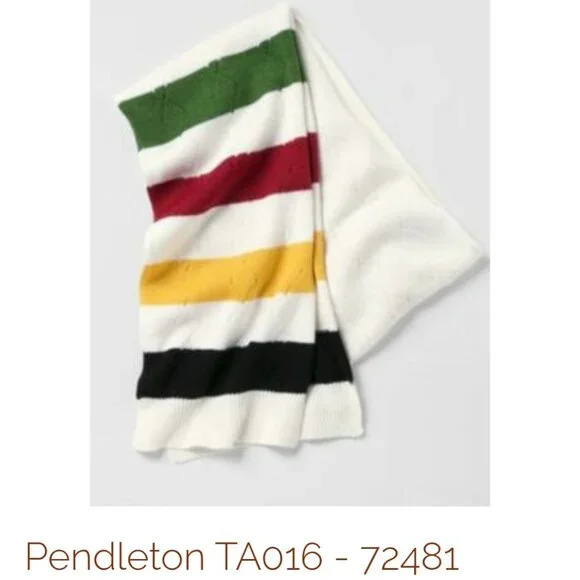 Pendleton Hudson's Bay Stripe Knit Scarf Merino Wool - Picture 3 of 10